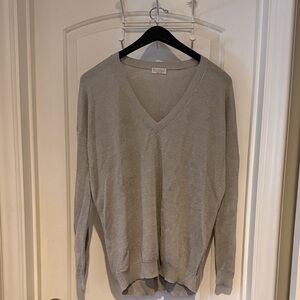 Brunello Cucinelli Light Gray V-Neck Sweater